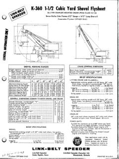 Link-Belt K-360 Specifications
