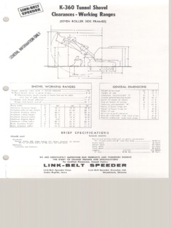 Link-Belt K-360 Specifications