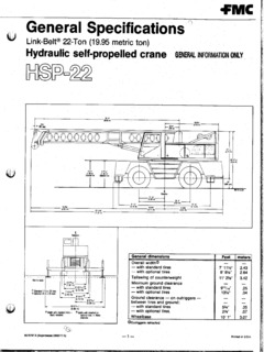 Link-Belt HSP-22 Specifications