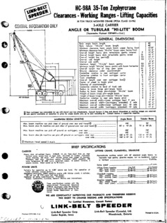 Link-Belt HC-98A Specifications