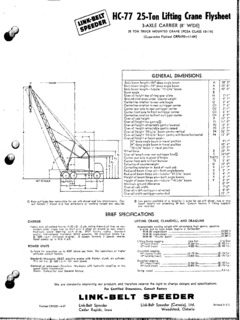 Link-Belt HC-77 Specifications