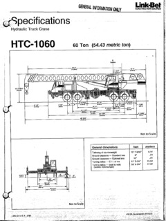 Link-Belt HTC-1060 Specifications