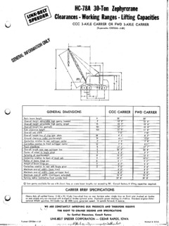 Link-Belt HC-78A Zephyrcrane Specifications