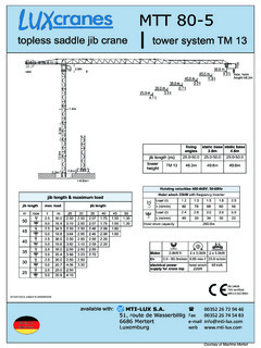 LUXcranes MTT 80-5 Specifications