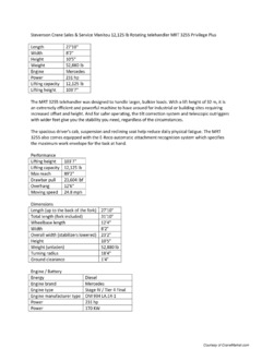 Manitou MRT 3255 Privilege + Specifications