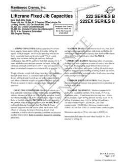 Manitowoc 222EX Series B Specifications