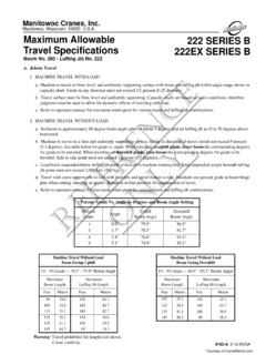 Manitowoc 222EX Series B Specifications