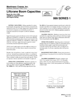 Manitowoc 999 Series 1 Specifications