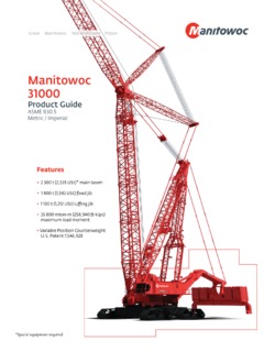 Manitowoc 31000 Specifications