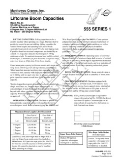 Manitowoc 555 Series 1 Specifications