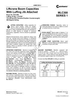 Manitowoc MLC300 Series 1 Specifications