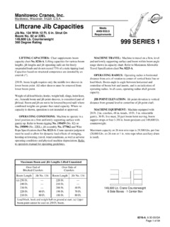 Manitowoc 999 Series 1 Specifications