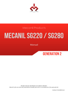Mecanil SG220 G2 Specifications