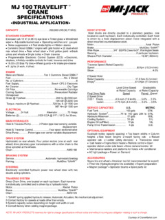 Mi-Jack MJ 100 TRAVELIFT Specifications