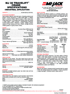 Mi-Jack MJ 30 TRAVELIFT Specifications CraneMarket