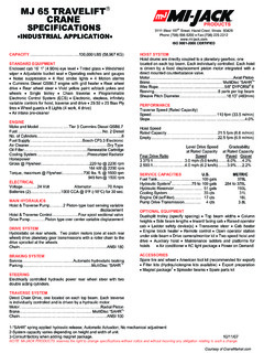 Mi-Jack MJ 65 TRAVELIFT Specifications
