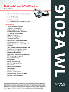 National Crane 9103A-WL Specifications