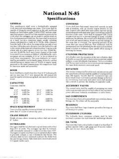 National Crane N-85/H21 Specifications