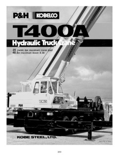 P&H Kobelco T400A Specifications