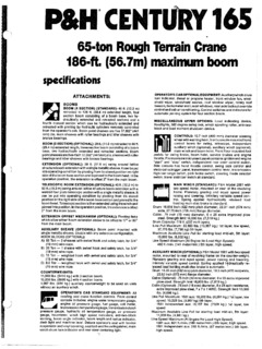 P&H CENTURY 165 Specifications