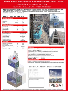 Pega PEGA 1023-TD-VFC Specifications