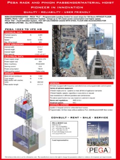 Pega PEGA 1023-TD-VFC Specifications