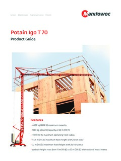 Potain Igo T 70 Specifications
