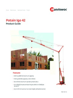 Potain Igo 42 Specifications