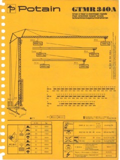 Potain GTMR 340 A Specifications