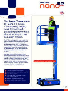 Power Towers a JLG Company Nano SP Zero Specifications