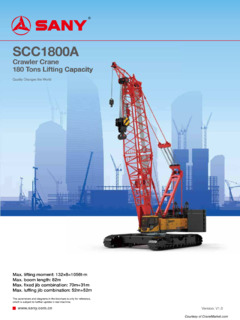 Sany SCC1800A Specifications