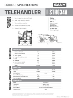 Sany STH634A Specifications