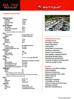Shuttlelift ISL 150 Specifications