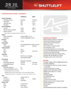 Shuttlelift DB 30 Specifications