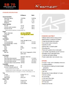 Shuttlelift SB 70 Specifications