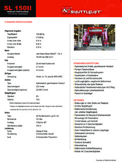 Shuttlelift SL 150II Specifications