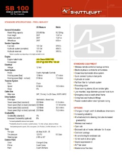 Shuttlelift SB 100 Specifications