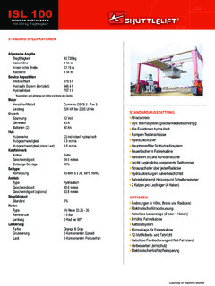 Shuttlelift ISL 100 Specifications