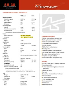 Shuttlelift SB 30 Specifications