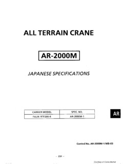 Tadano AR-2000M Specifications