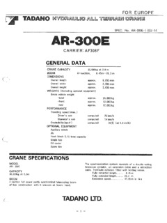 Tadano AR-300E Specifications