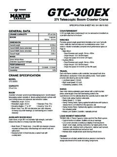 Tadano Mantis GTC-300EX Specifications