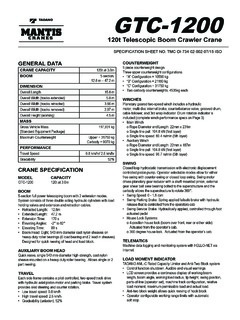 Tadano GTC-1200 Specifications