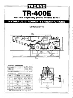 Tadano TR-400E Specifications
