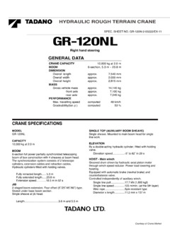 Tadano GR-120NL Specifications