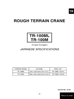 Tadano TR-100M Specifications