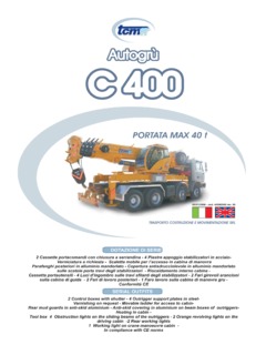 TCM S.r.l C 400 Specifications