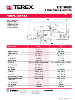 Terex T292 Specifications