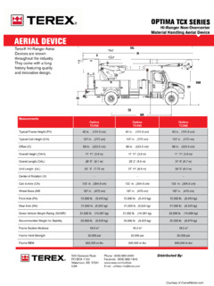 Terex Optima TCX60 Specifications