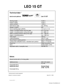 Teupen LEO15GT Specifications